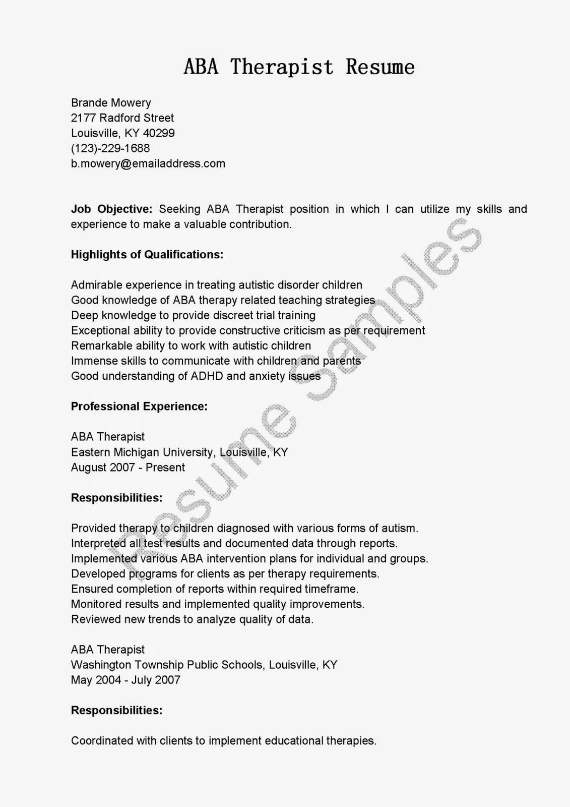 Occupational therapy and resume